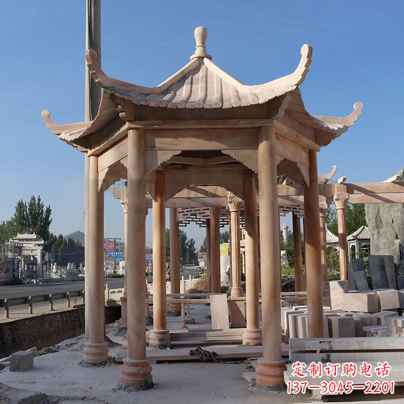 辽阳六角石雕凉亭