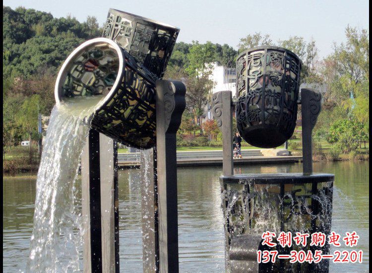 辽阳镂空水桶喷泉铜雕