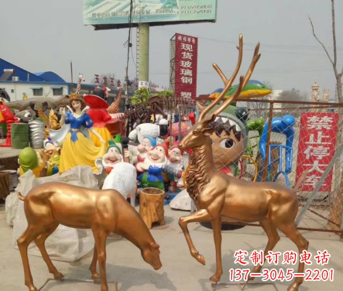 辽阳鹿铜雕塑 (2)