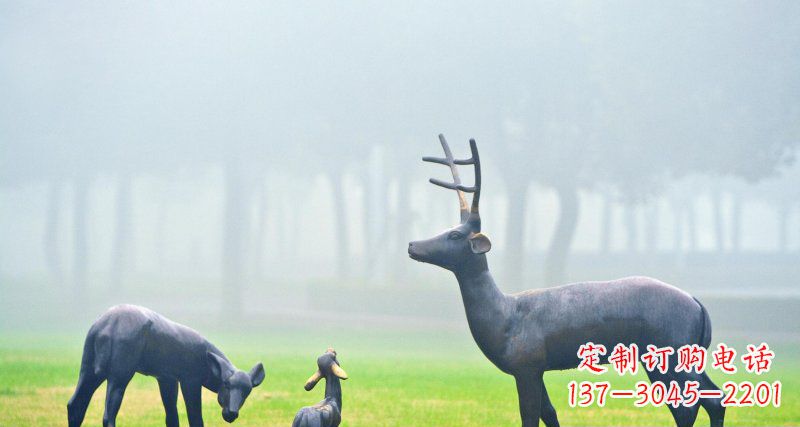 辽阳鹿一家动物铜雕