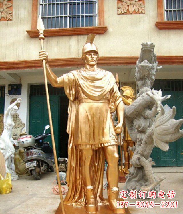 辽阳罗马勇士玻璃钢仿铜马雕塑