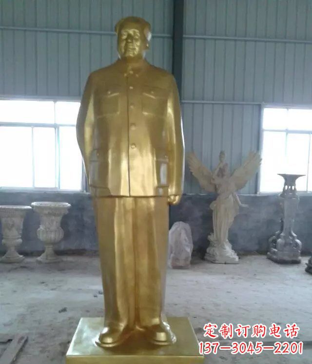 辽阳毛主席玻璃钢仿铜人物雕塑_1