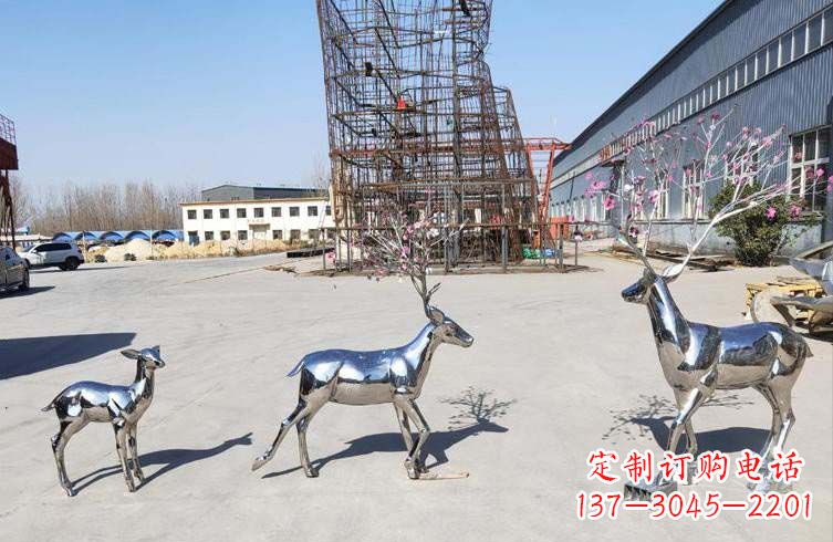 辽阳梅花鹿不锈钢雕塑,惊艳于众