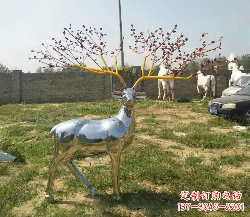 辽阳梅花鹿镜面不锈钢雕塑