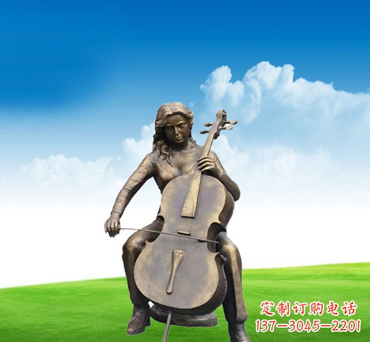 辽阳美女拉大提琴雕塑
