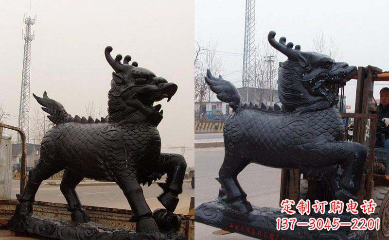 辽阳门口麒麟神兽铜雕