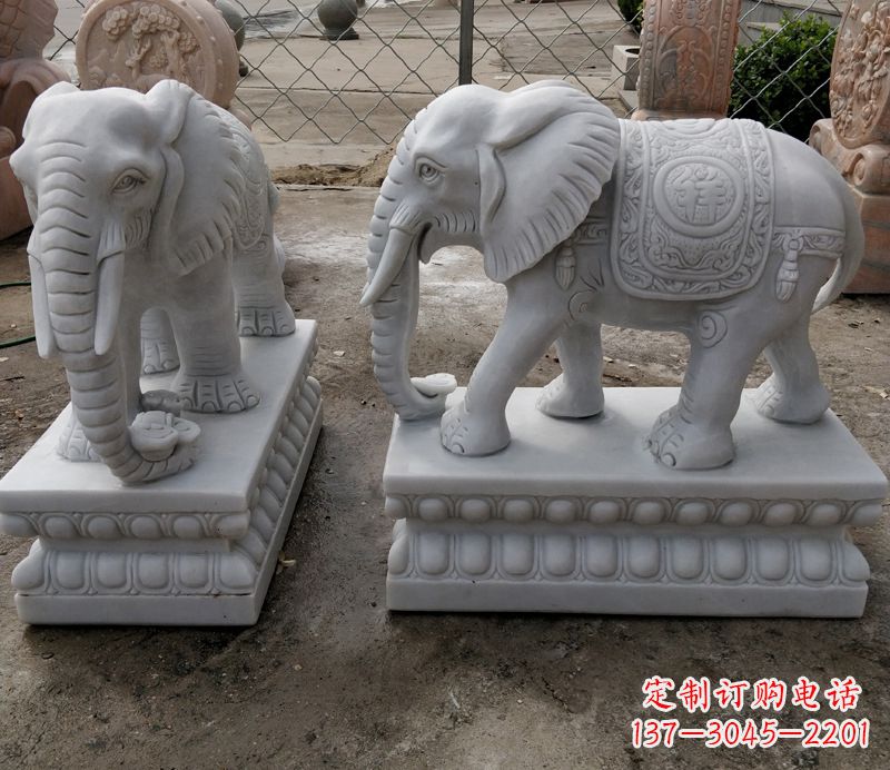 辽阳石雕大象,营造优雅气派