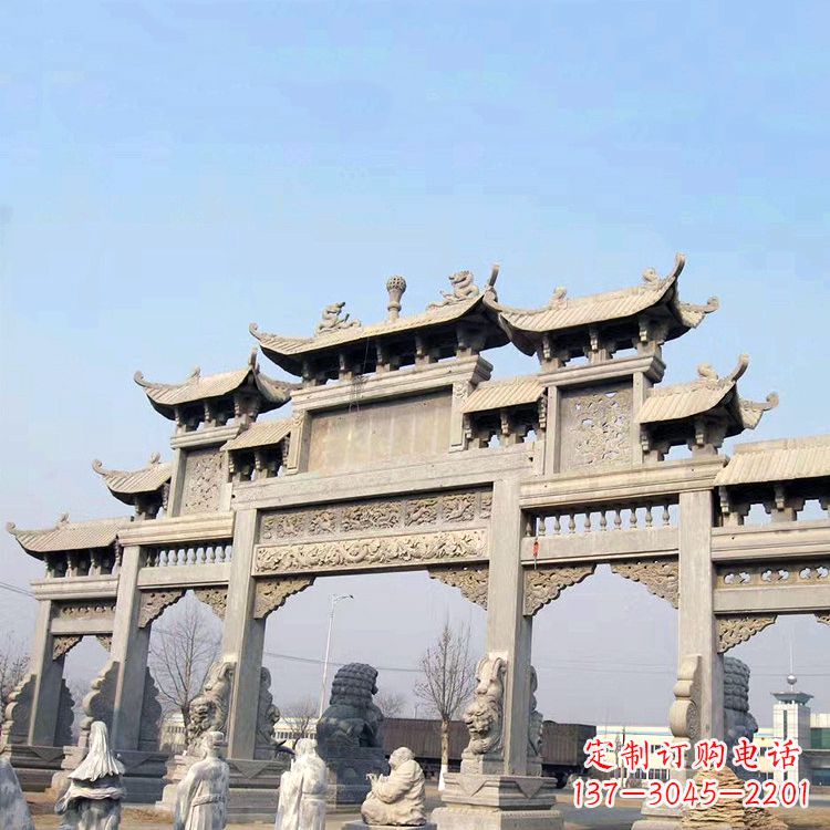 辽阳精美牌坊石雕造型精致大气