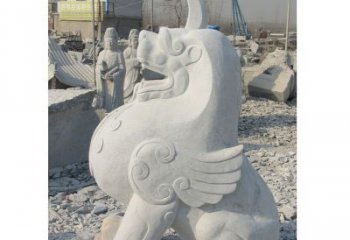 辽阳汉白玉独角兽石雕，精美细腻，魅力无穷