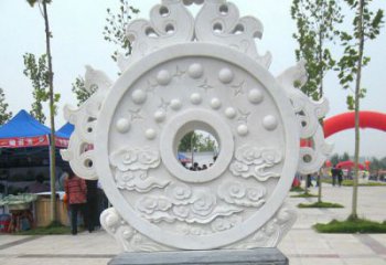 辽阳精雕细琢汉白玉双龙石门墩雕塑