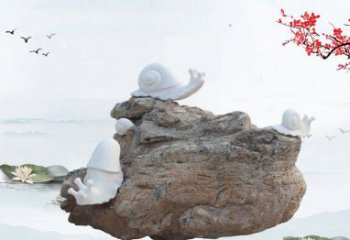 辽阳高雅而令人惊叹的汉白玉蜗牛雕塑