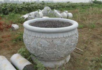 辽阳荷花花盆公园景观石雕，千般美妙一览无余