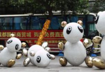 辽阳中领雕塑：优雅的不锈钢抽象熊猫雕塑