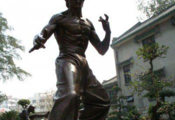 辽阳忠实再现李小龙公园名人铜雕