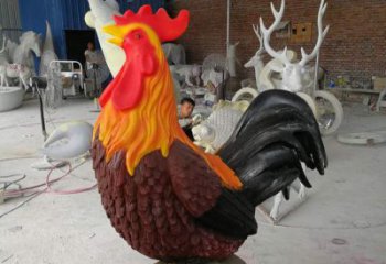 辽阳辽宁玻璃钢仿真公鸡雕塑，为现代空间增添生机