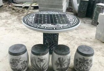 辽阳精美梅兰竹菊形石桌凳，无与伦比的艺术美感
