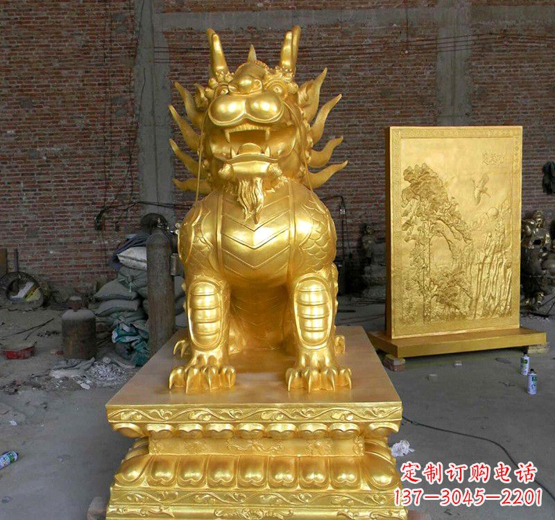 辽阳纳福麒麟铜雕