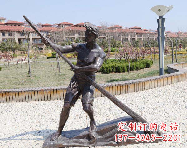辽阳男子划船铜雕塑
