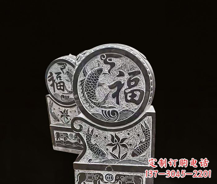 辽阳年年有余雕塑-门墩仿古抱鼓石