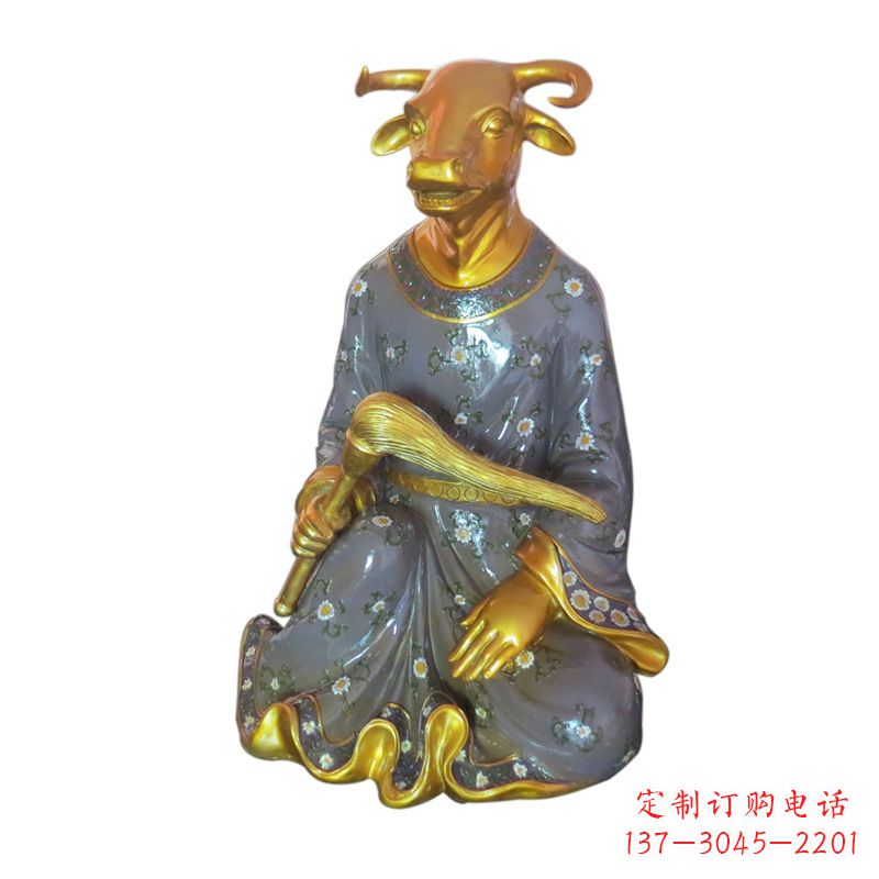 辽阳牛-玻璃钢彩绘生肖雕塑