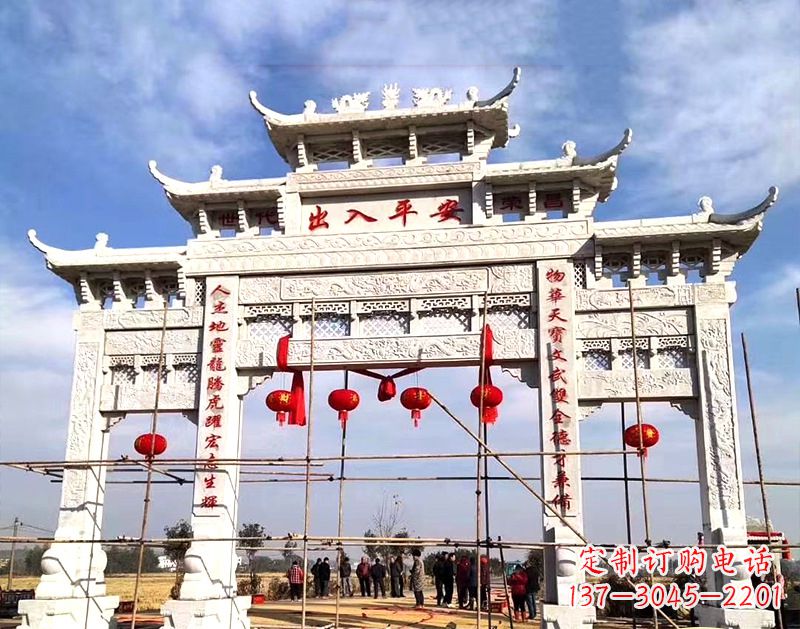 辽阳中领雕塑:牌坊顶式石雕刻墓碑