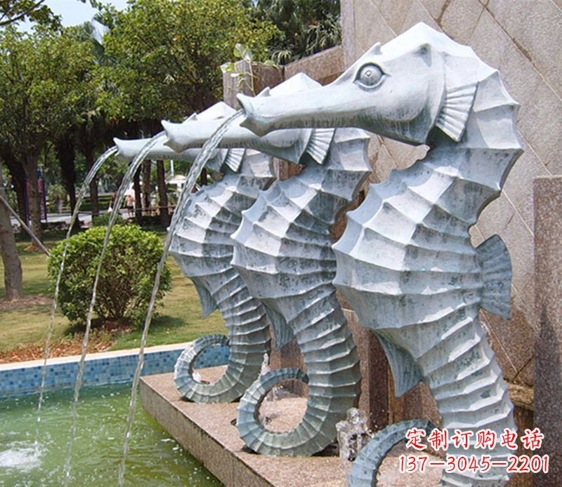 辽阳喷水海马石雕,精致美观的精灵马雕塑