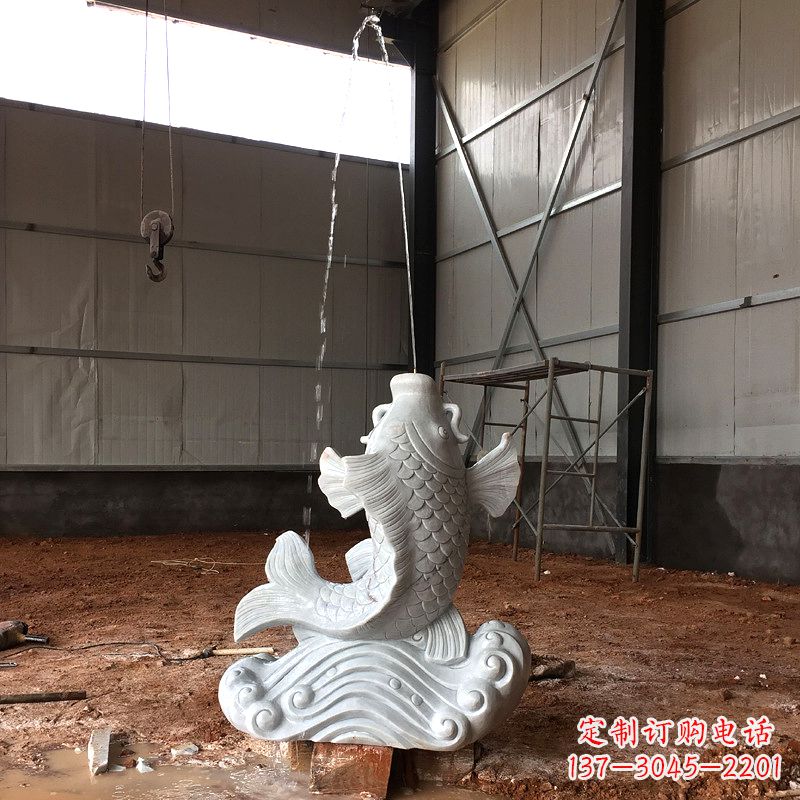 辽阳喷水鲤鱼汉白玉石雕