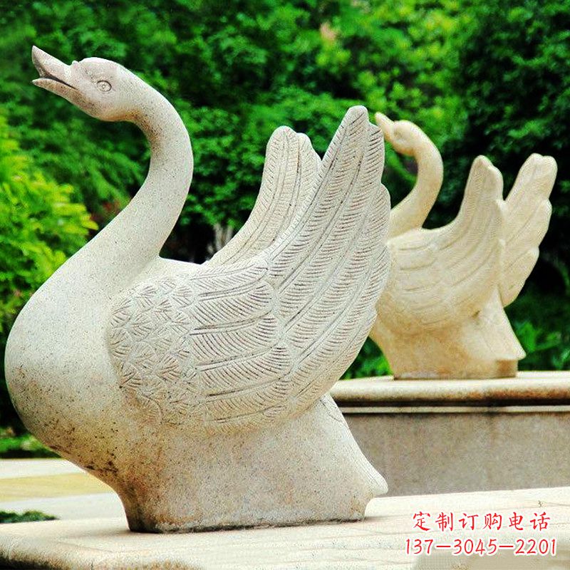 辽阳高雅优美的砂岩天鹅雕塑