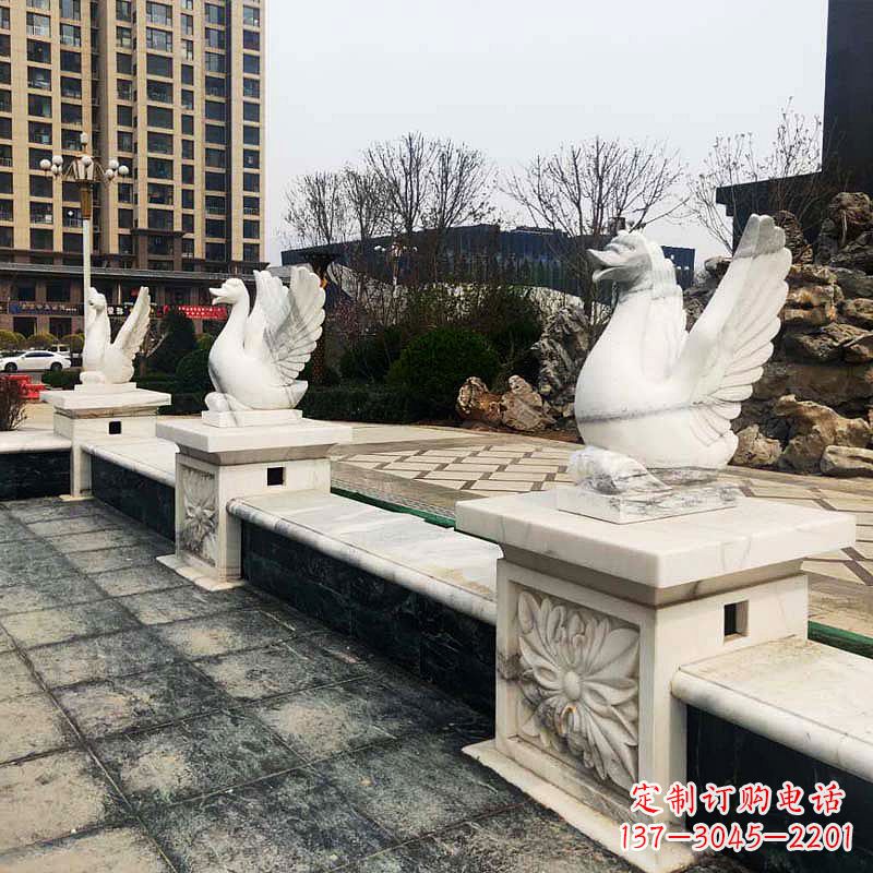 辽阳喷水天鹅石雕-公园小区水池喷水动物喷泉