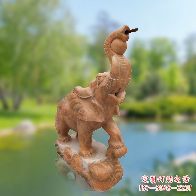 辽阳小象雕塑,释放晚霞红石美感