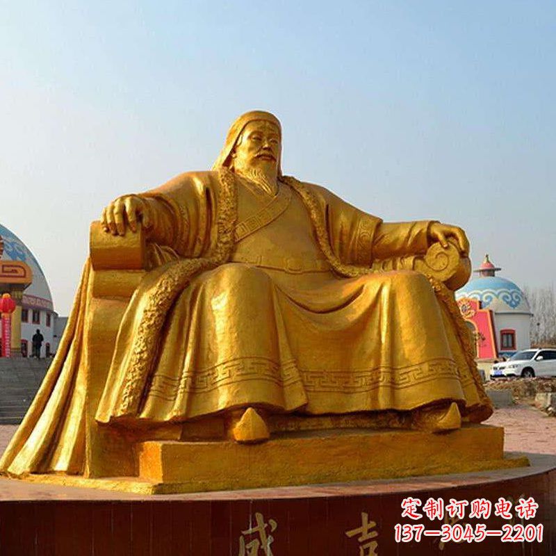 辽阳雕刻古代传奇军事家成吉思汗铜雕像
