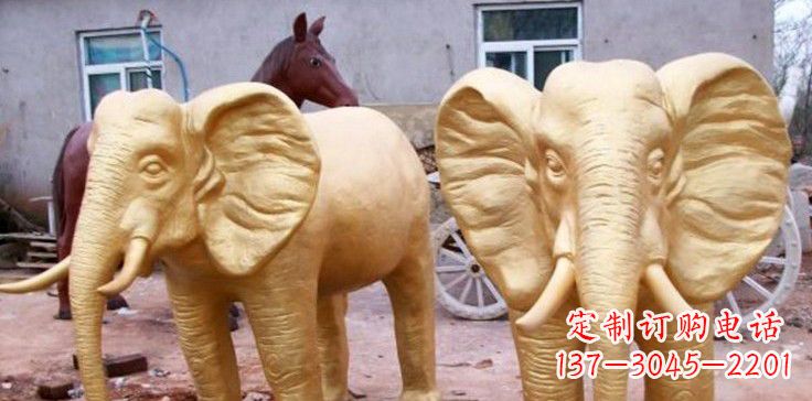 辽阳漆金巨型大象雕塑,由中领雕塑厂家定制制作…
