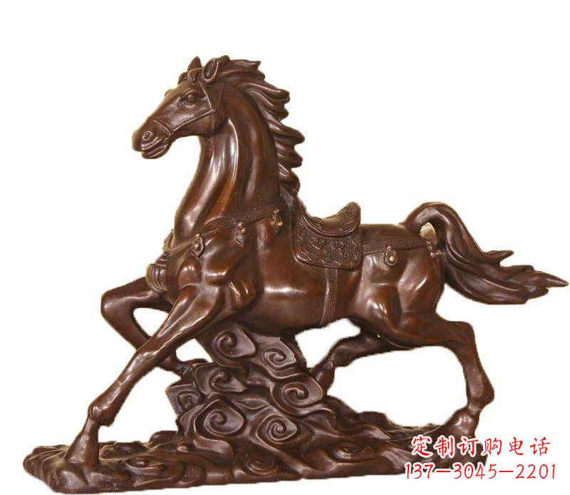 辽阳企业办公招财动物马玻璃钢仿铜摆件