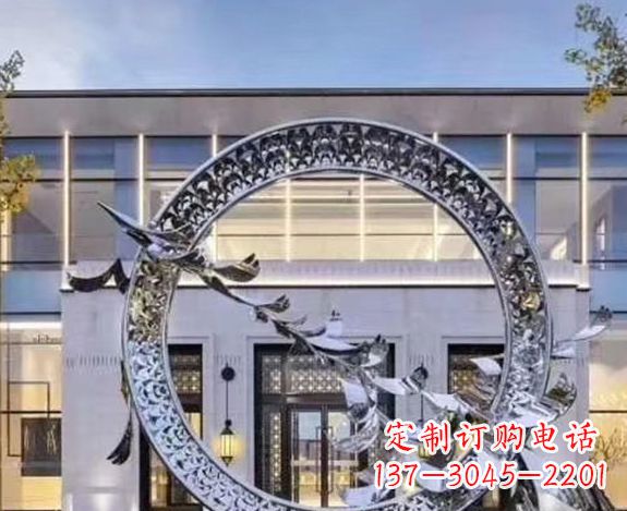 辽阳企业不锈钢圆环大雁雕塑