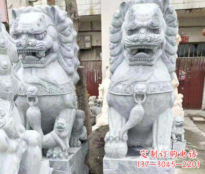 辽阳企业景观大理石狮子石雕 (2)