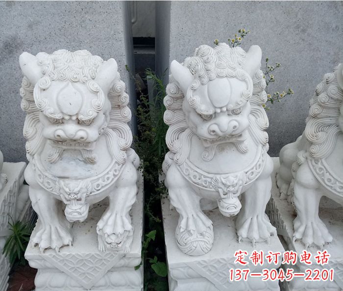 辽阳企业景观大理石狮子石雕 (5)