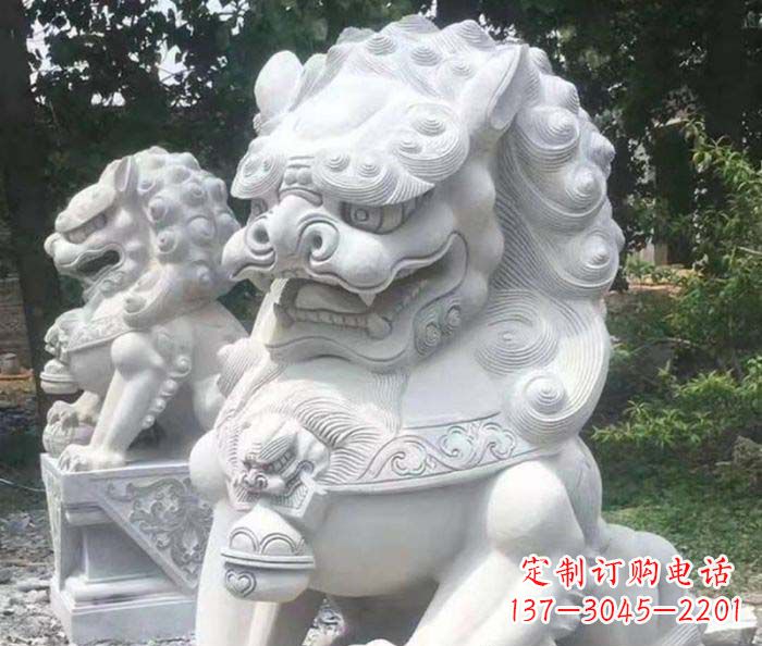 辽阳企业景观大理石狮子石雕 (4)