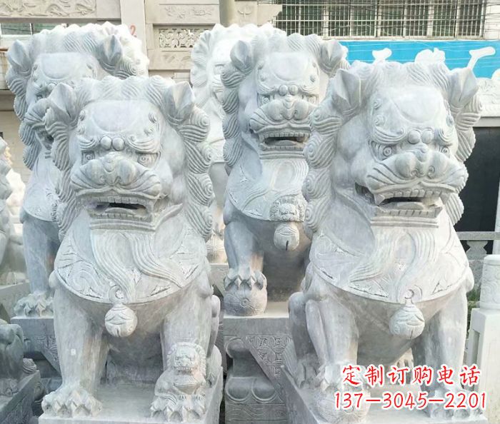辽阳企业景观大理石狮子石雕 (8)