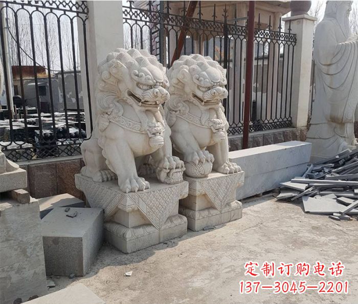 辽阳大理石狮子雕塑,充满豪迈气派
