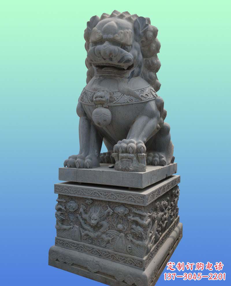 辽阳传统工艺与现代美感完美结合的青石狮子雕塑