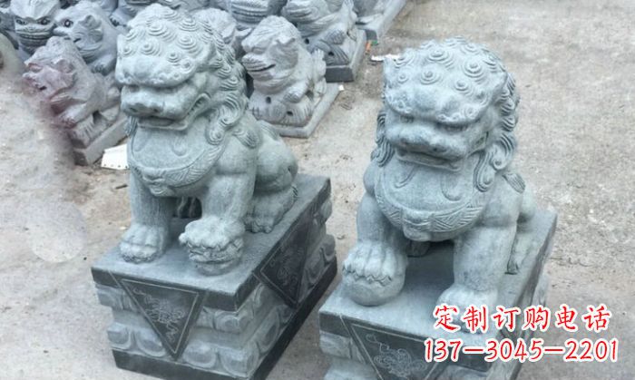 辽阳青石仿古北京小狮子门口石雕
