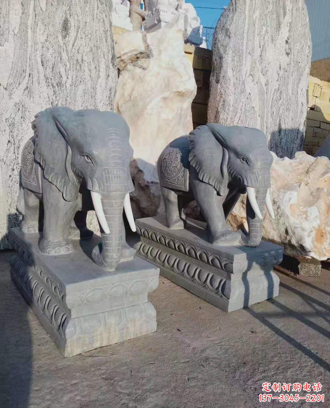 辽阳青石仿古大象雕塑