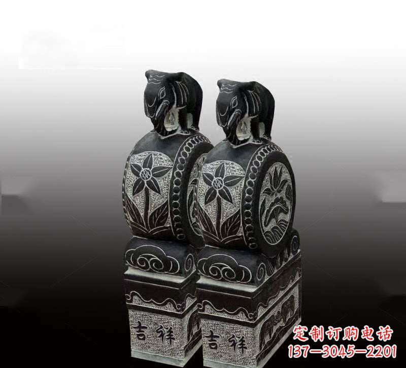 辽阳高质感青石仿古大象门墩