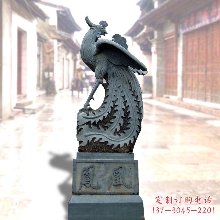 辽阳匠心之作——青石仿古凤凰雕塑