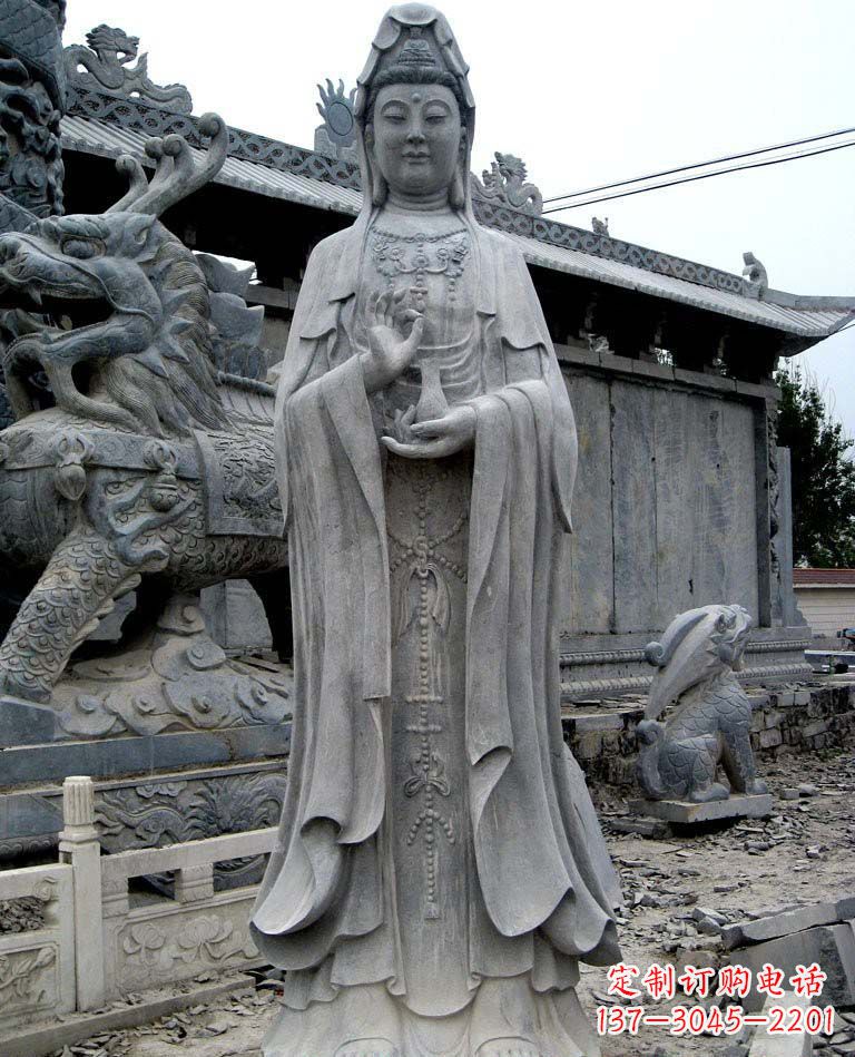 辽阳青石仿古观音雕像|传承古代神话传统