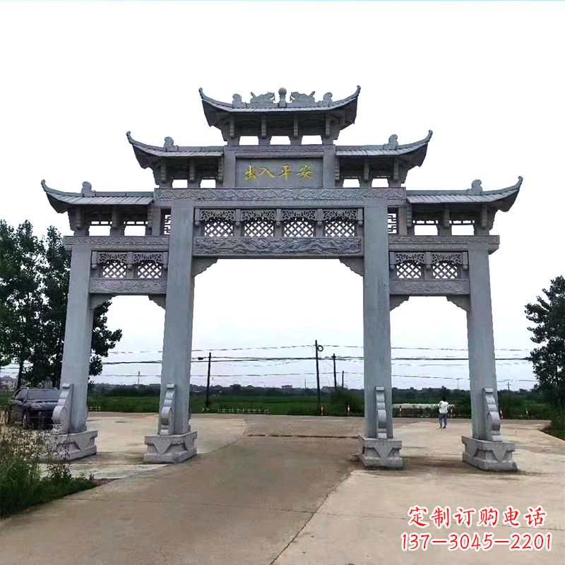 辽阳青石仿古农村牌坊雕塑