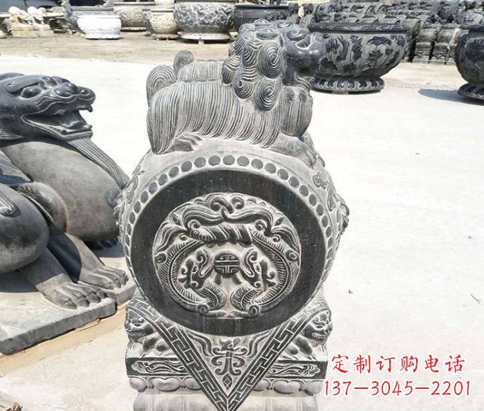 辽阳精美的青石仿古狮子门墩石雕