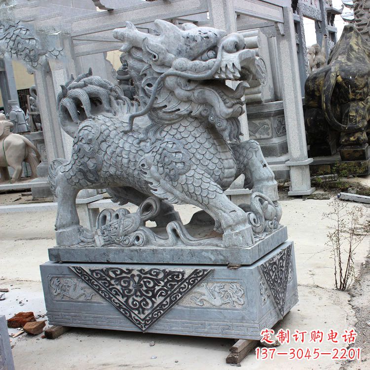 辽阳色彩缤纷的青石仿古石雕麒麟