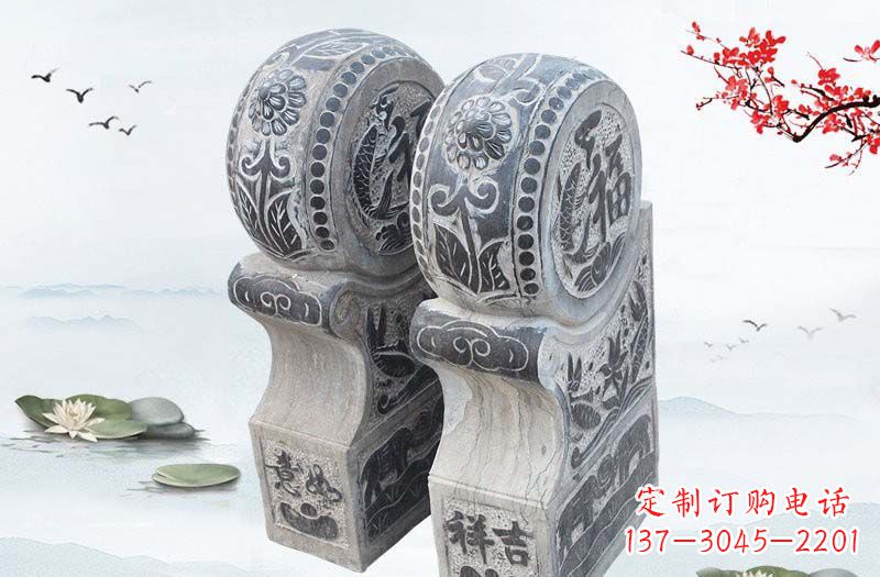 辽阳青石精美门墩雕塑,给您的家园以完美臻致