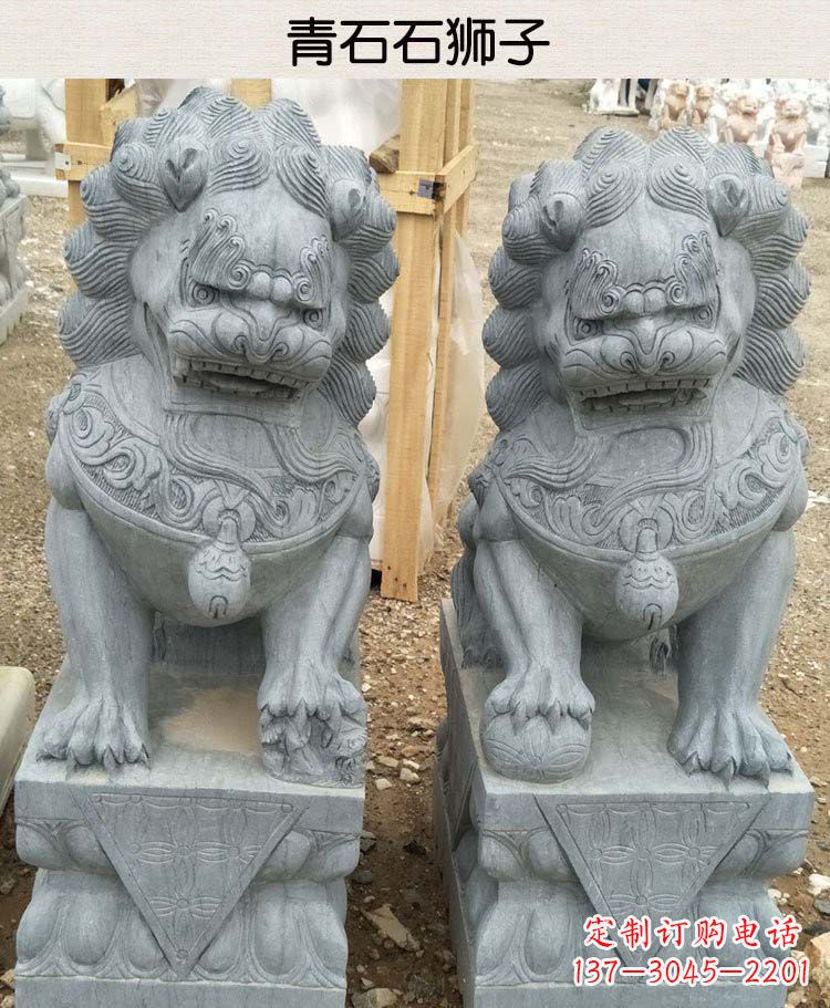辽阳青石雕刻的传统工艺美狮